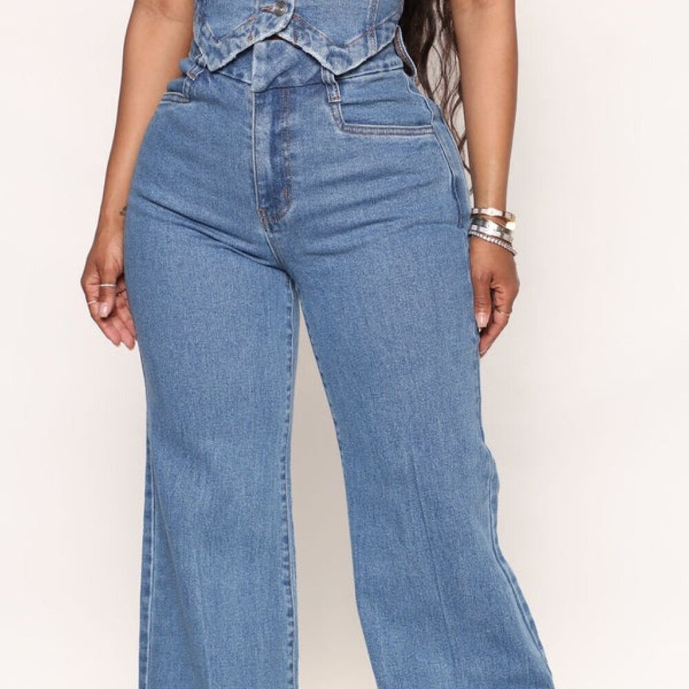 Western Showdown Trouser Flare Jeans Medium Wash New